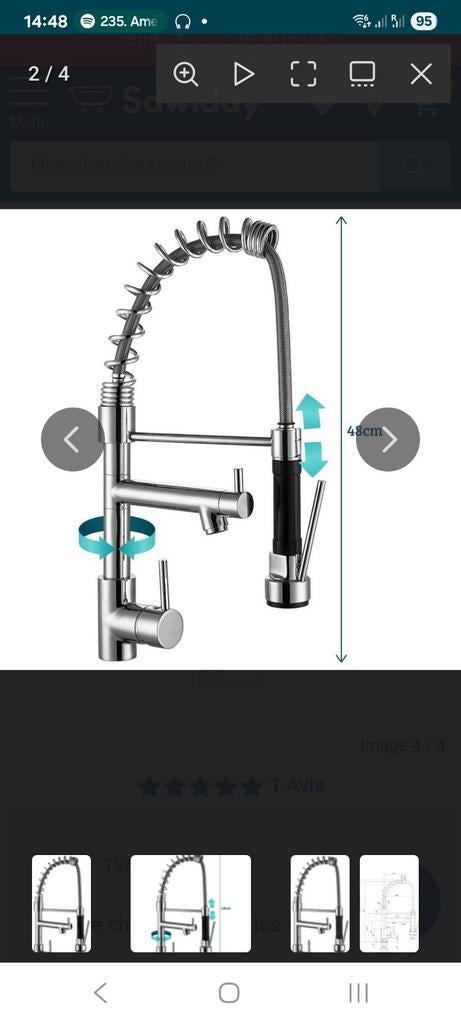 Robinet de cuisine TIMACO chromé avec douchette extractible, Enlèvement ou Envoi, Chrome