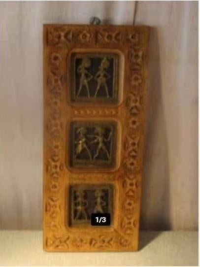 Prachtig Kunstwerk 'Oosterse Mensen' - in metaal en hout, Antiek en Kunst, Ophalen of Verzenden