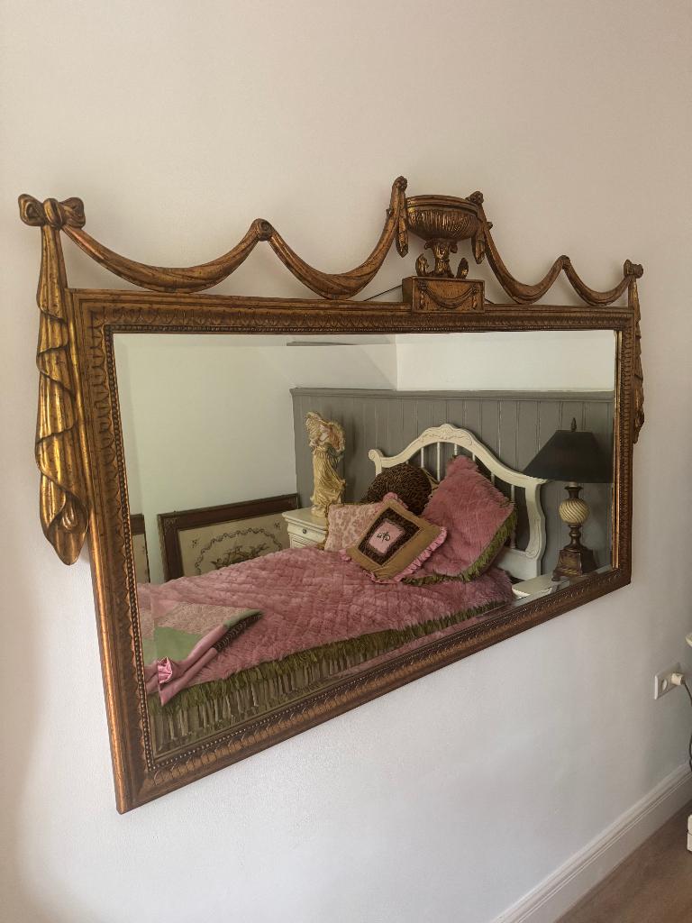Louis XVI stijl facet geslepen spiegel – 160x100 cm, Ophalen, Rechthoekig, 150 tot 200 cm, 100 tot 150 cm