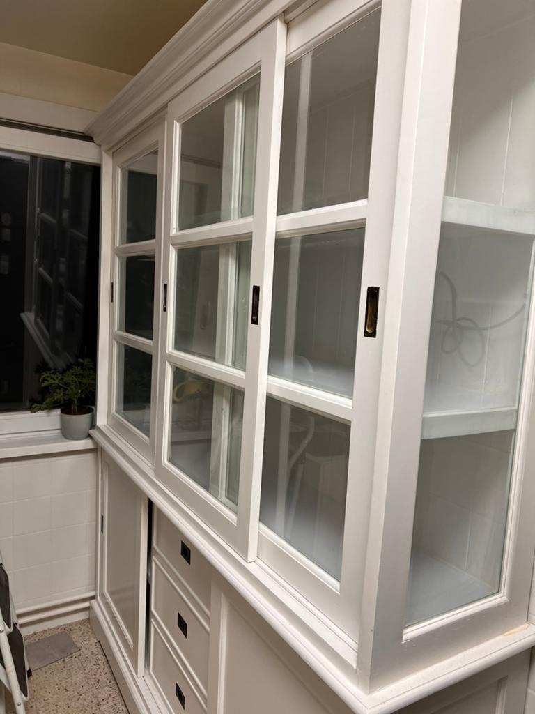 Witte buffetkast landelijk, Huis en Inrichting, Kasten | Buffetkasten, Ophalen, Glas, Gebruikt, Met deur(en)