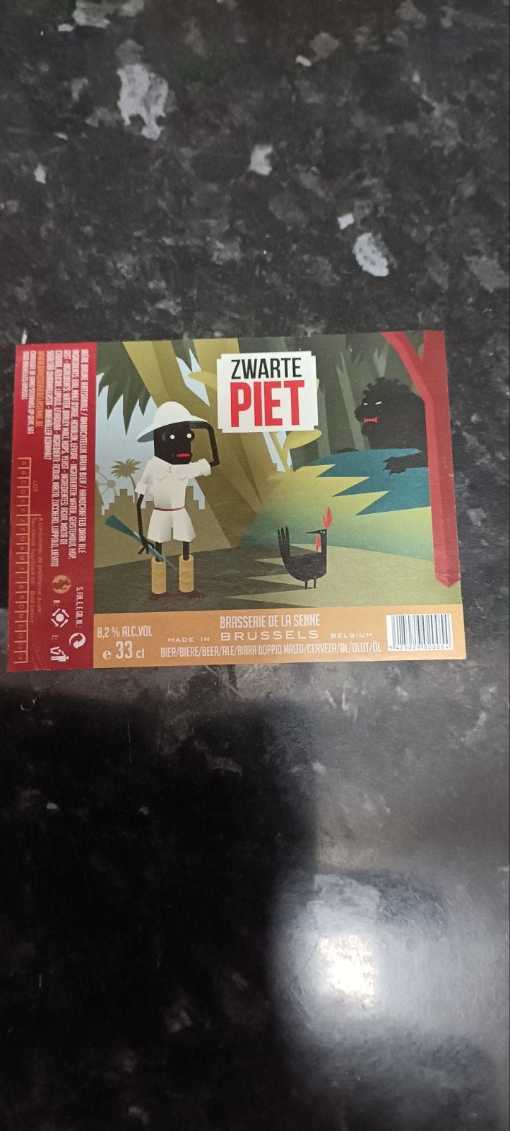 bieretiket zwarte Piet br de la Senne Brussel, Ophalen of Verzenden