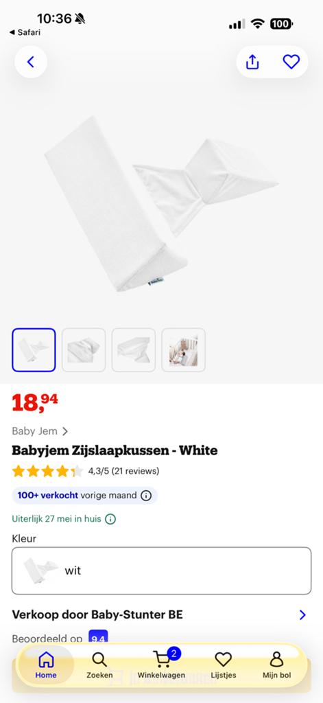 Baby zijslaapkussen, Kinderen en Baby's, Traphekjes, Ophalen, Zo goed als nieuw