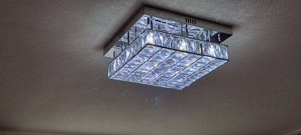 Kristallen luchter, Huis en Inrichting, Lampen | Plafondlampen, Ophalen, Zo goed als nieuw, Glas, Plafondlamp