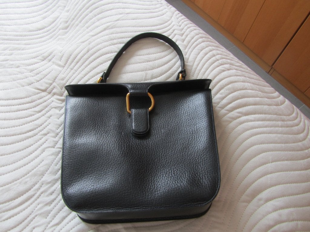 DELVAUX MUSCADIN GM marineblauwe tas met logo, Verzenden