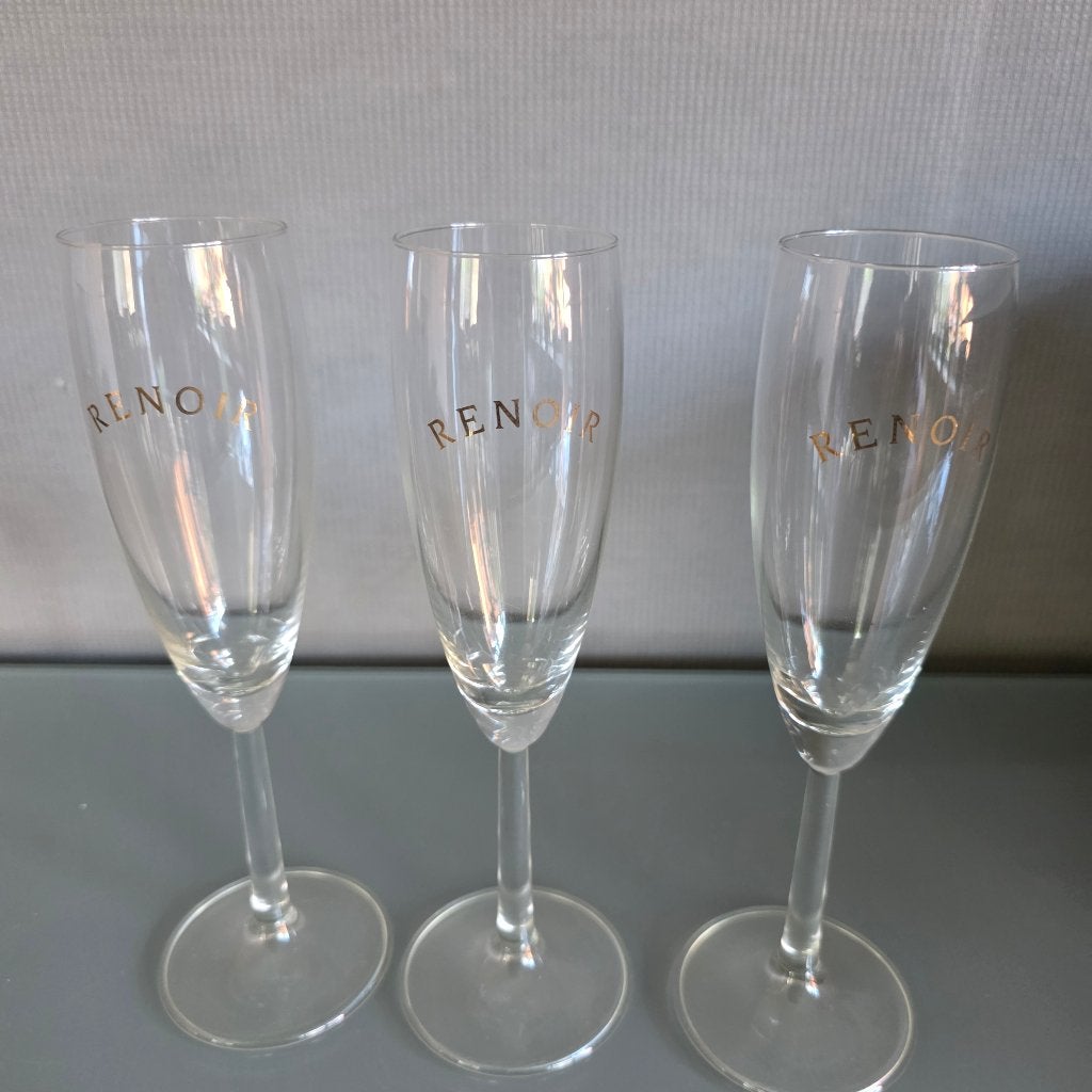 3 CHAMPAGNEGLAZEN RENOIR TE KOOP, Ophalen of Verzenden, Zo goed als nieuw, Overige typen