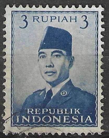 Indonésie 1951 - Yvert 38 - Président Sukarno - 3 r. (ST), Envoi, Affranchi