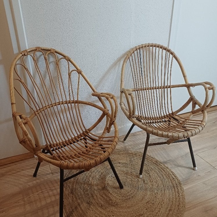 2 Vintage rotan loungestoelen van Rohé Noordwolde,, Ophalen