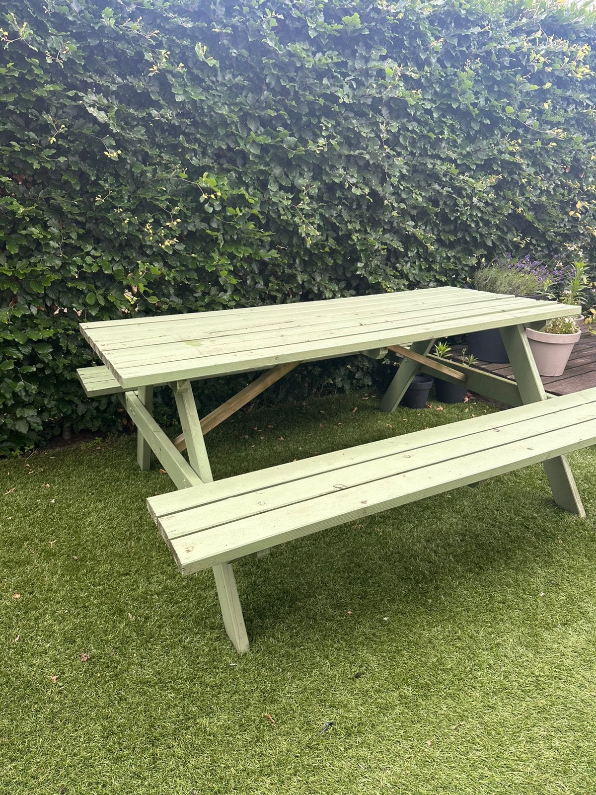 Picknicktafel, Tuin en Terras, Picknicktafels, Ophalen, Gebruikt, Rechthoekig, Hout