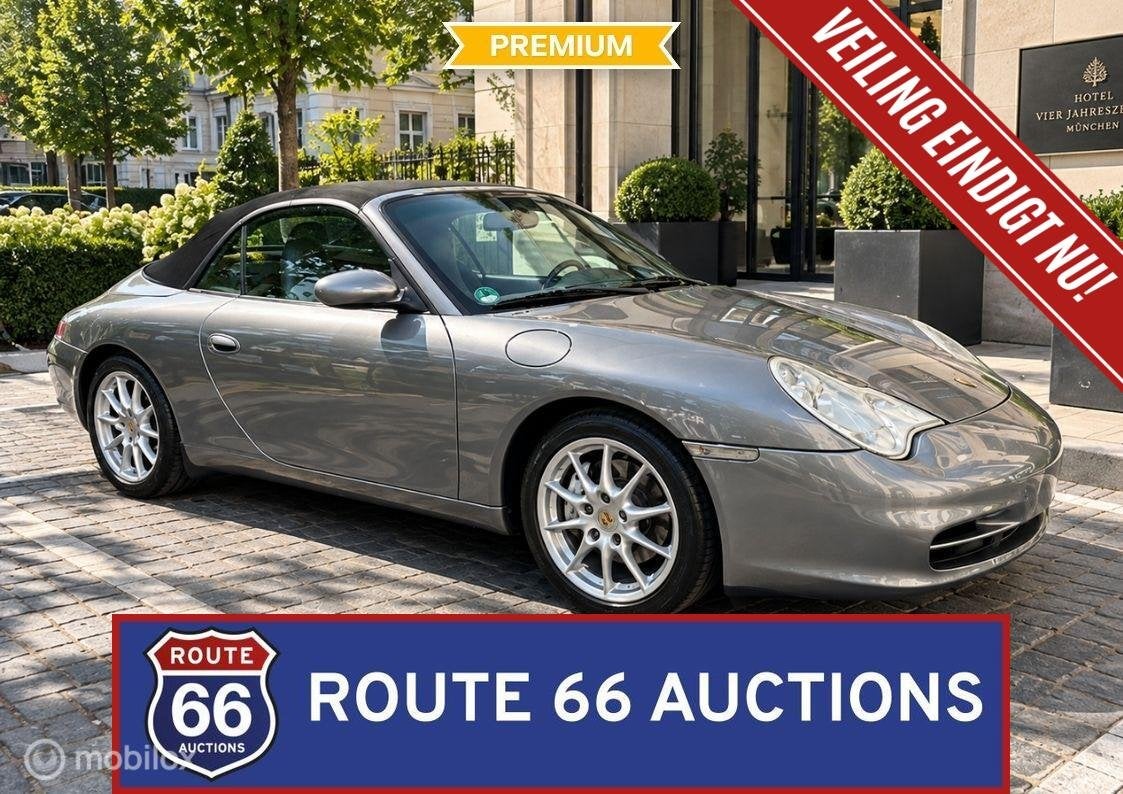Porsche 911 Carrera 4 Cabriolet | Route 66 Auctions, Auto's, Gebruikt, Zwart, Bedrijf, Handgeschakeld