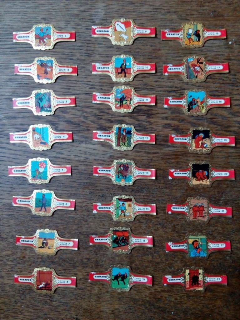 Lot de 24 Bagues de Cigares "Sénator" Tintin Petit Format, Verzamelen, Ophalen of Verzenden, Nieuw, Sigarenbandjes