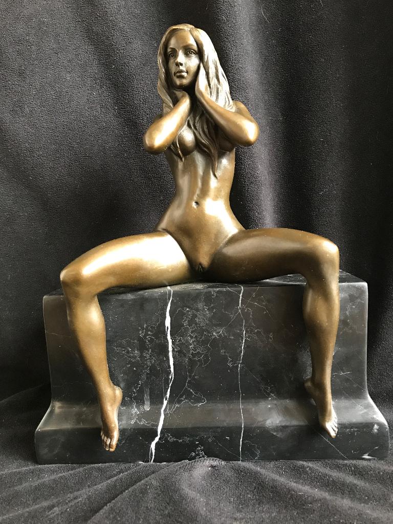Bronzen naakte dame, Claude/stempel pikant zuiver brons, Enlèvement ou Envoi, Brons, Statue