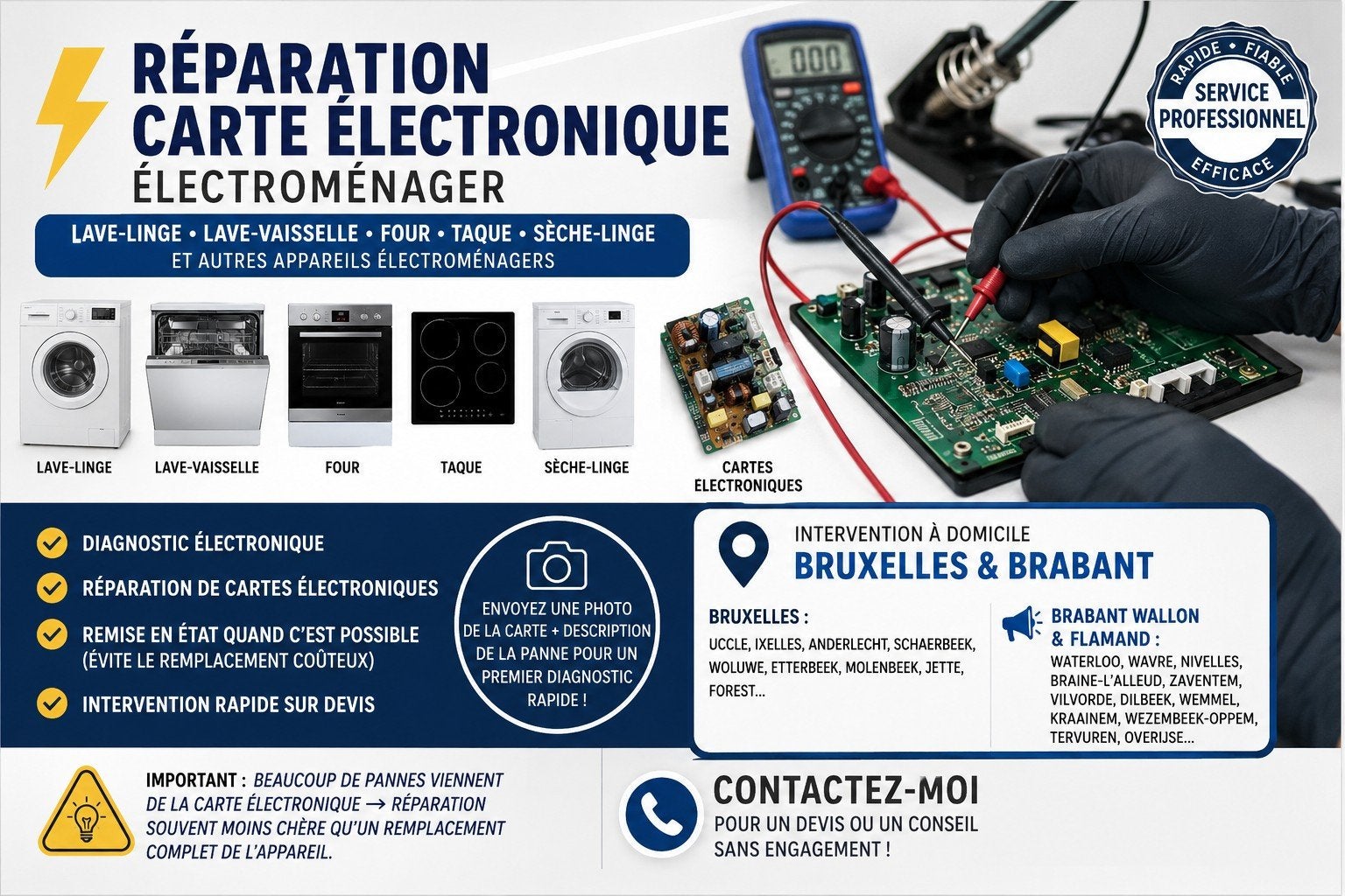 Réparation carte électronique électroménager chaudière...7j7