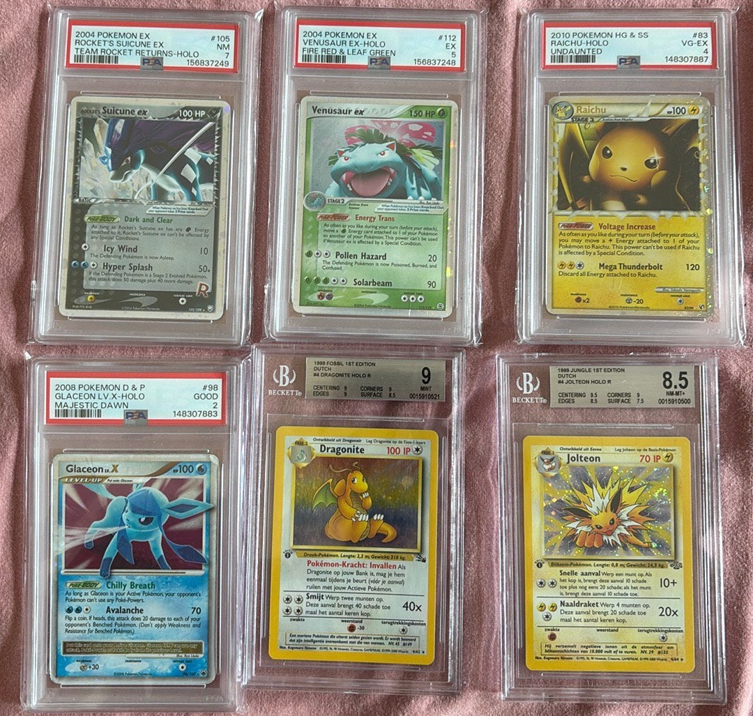 Psa en bgs slabs, vintage, 1st edition, dragonite, venusaur, Ophalen, Zo goed als nieuw