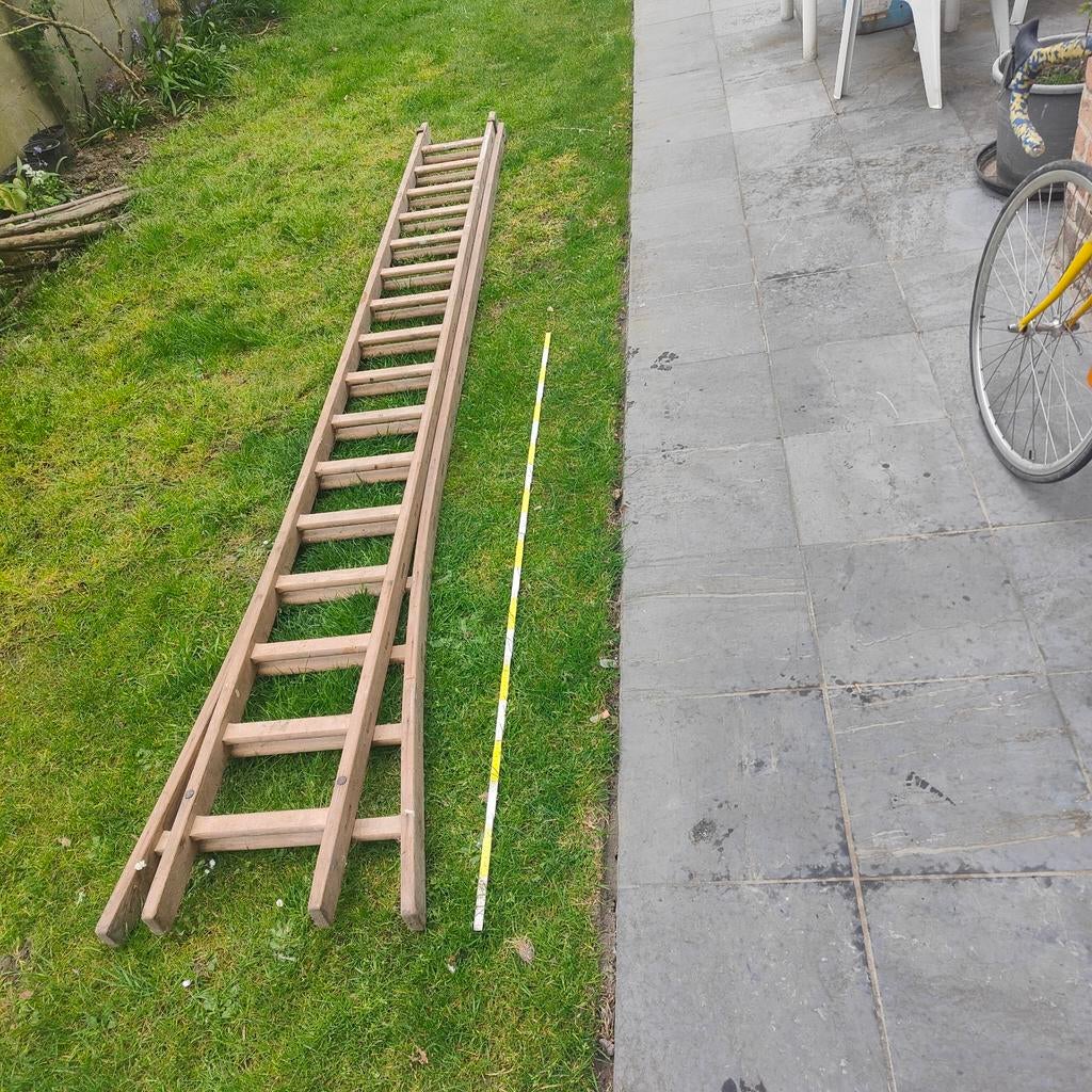 houten ladder, Doe-het-zelf en Bouw, Ladders en Trappen, Ophalen, Gebruikt, Ladder, 4 meter of meer