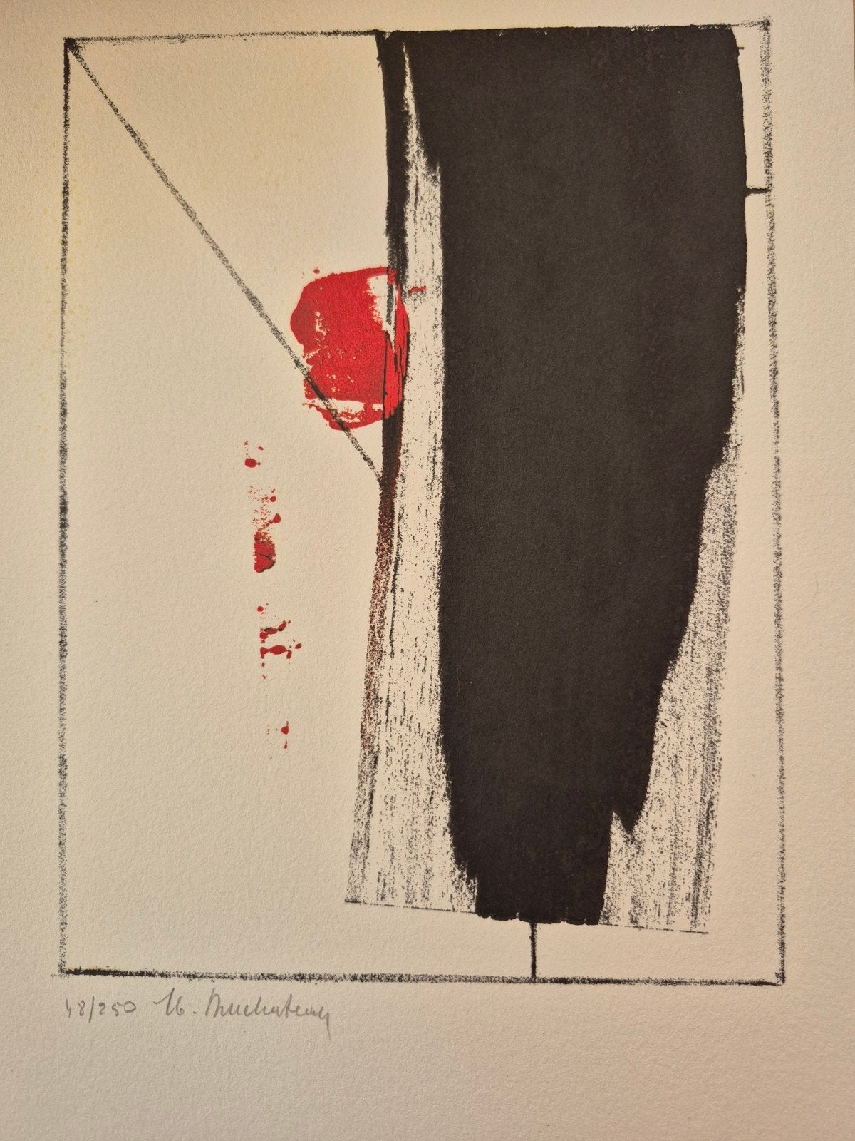 "Compositie in wit, zwart en rood Hugo Duchateau, Ophalen of Verzenden