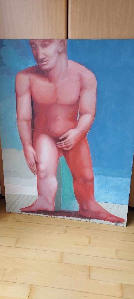mooie schilderij van naakte man, Ophalen, Gesigneerd, Figuren