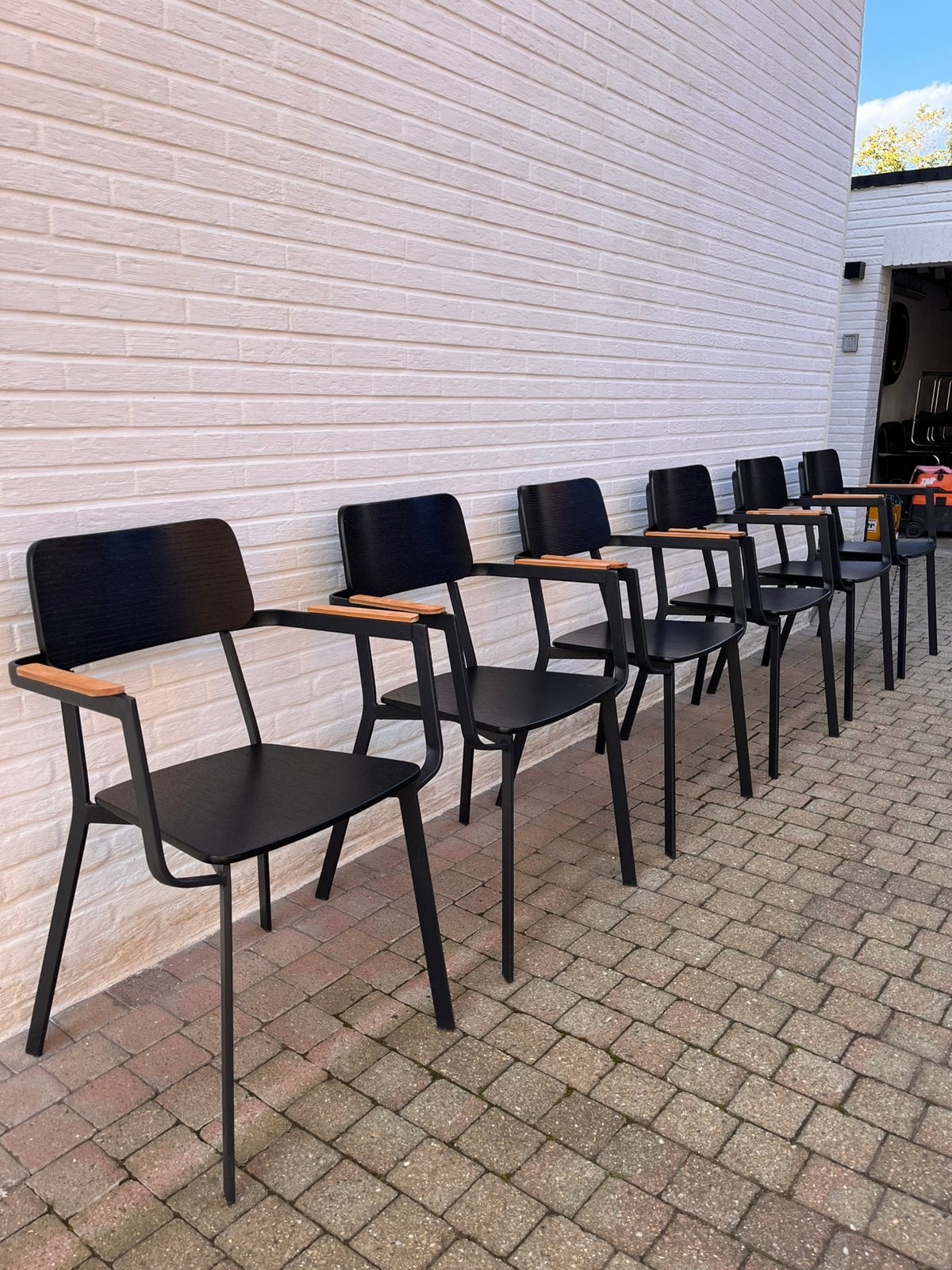6 design tuinstoelen, Ophalen, Zo goed als nieuw, Hout