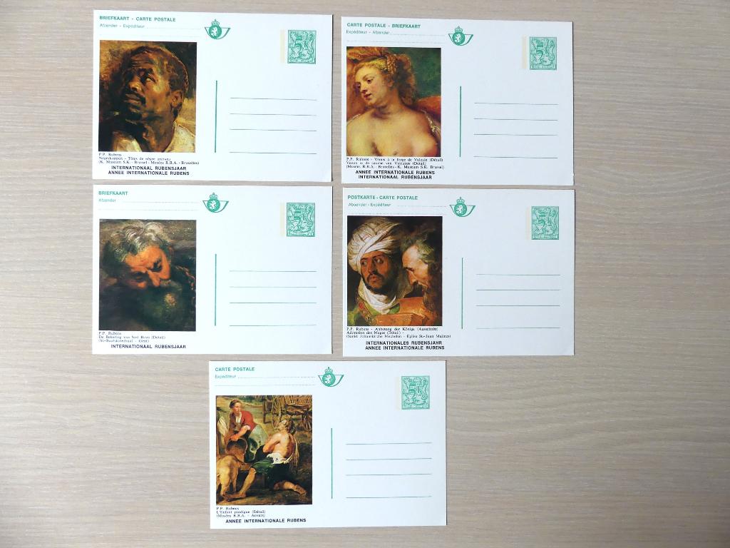 5 Geïllustreerde briefkaarten 1977 - BK10/BK14 Rubensjaar, Postzegels en Munten, Postzegels | Europa | België, Ophalen of Verzenden
