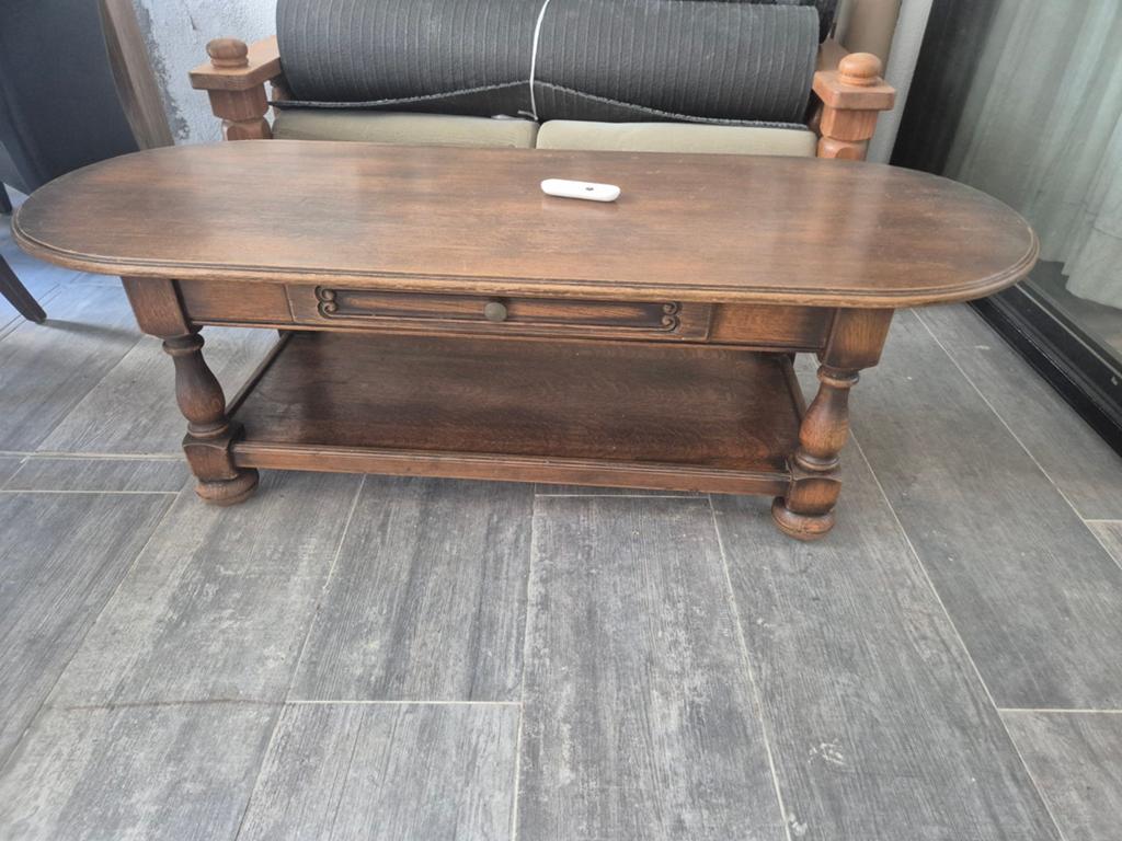 Antieke Salontafel met schuif 140x60cm, Enlèvement