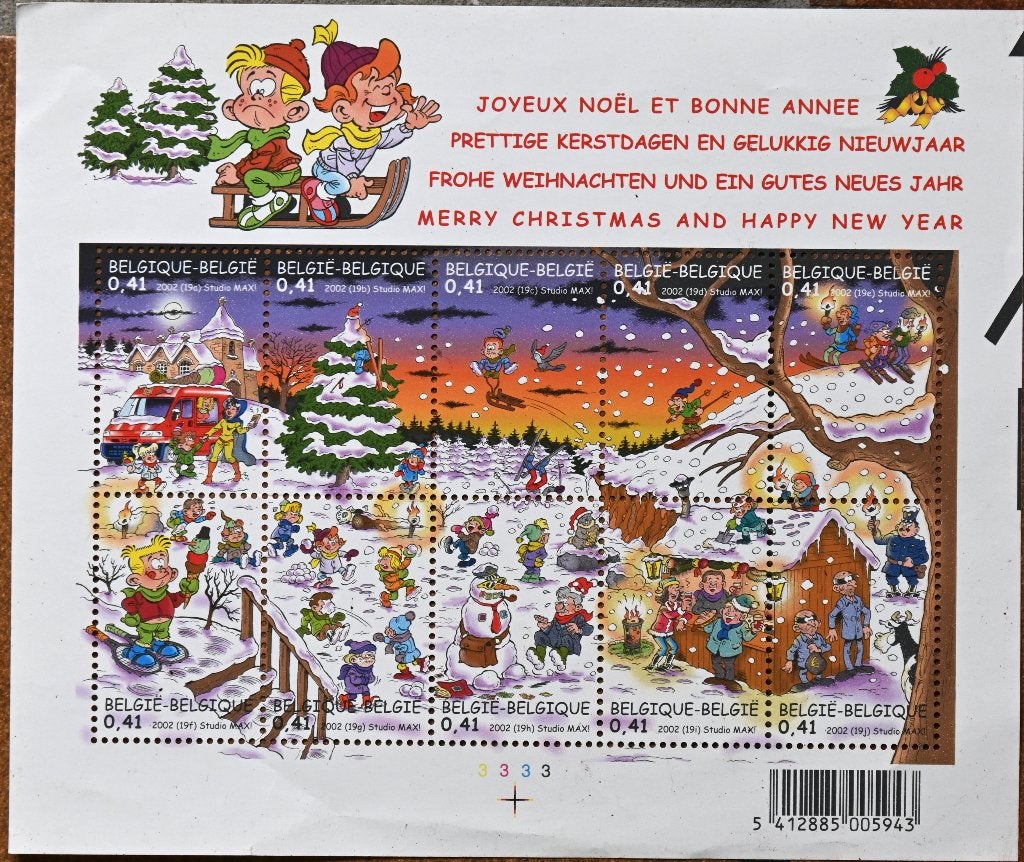 bloc feuillet de timbres de Noël Nouvel An Belgique 2002, Neuf, Enlèvement ou Envoi, Non oblitéré, Sans enveloppe