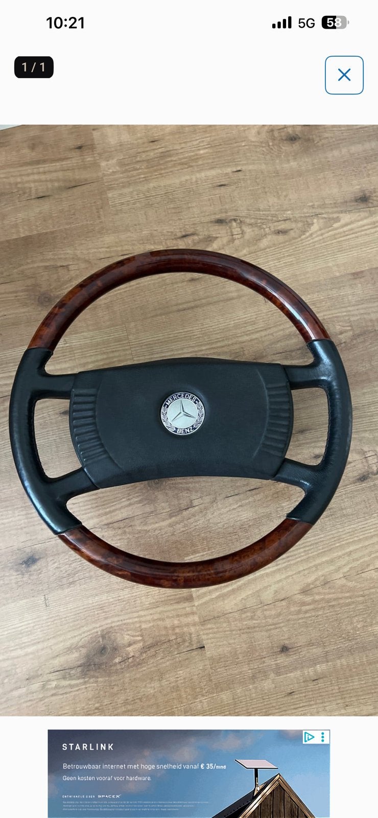 Mercedes w116 w126 w107 leder hout stuurwiel, Autos : Pièces & Accessoires, Commande, Enlèvement, Utilisé, Mercedes-Benz