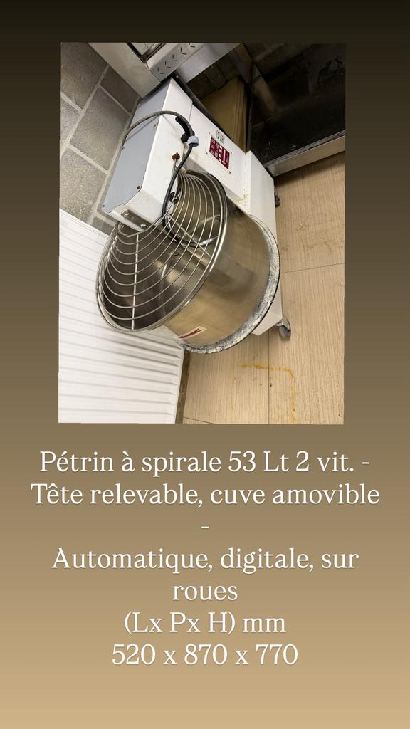 PÉTRIN À SPIRALE PROFESSIONNEL 53L, Articles professionnels, Horeca | Équipement de cuisine, Enlèvement