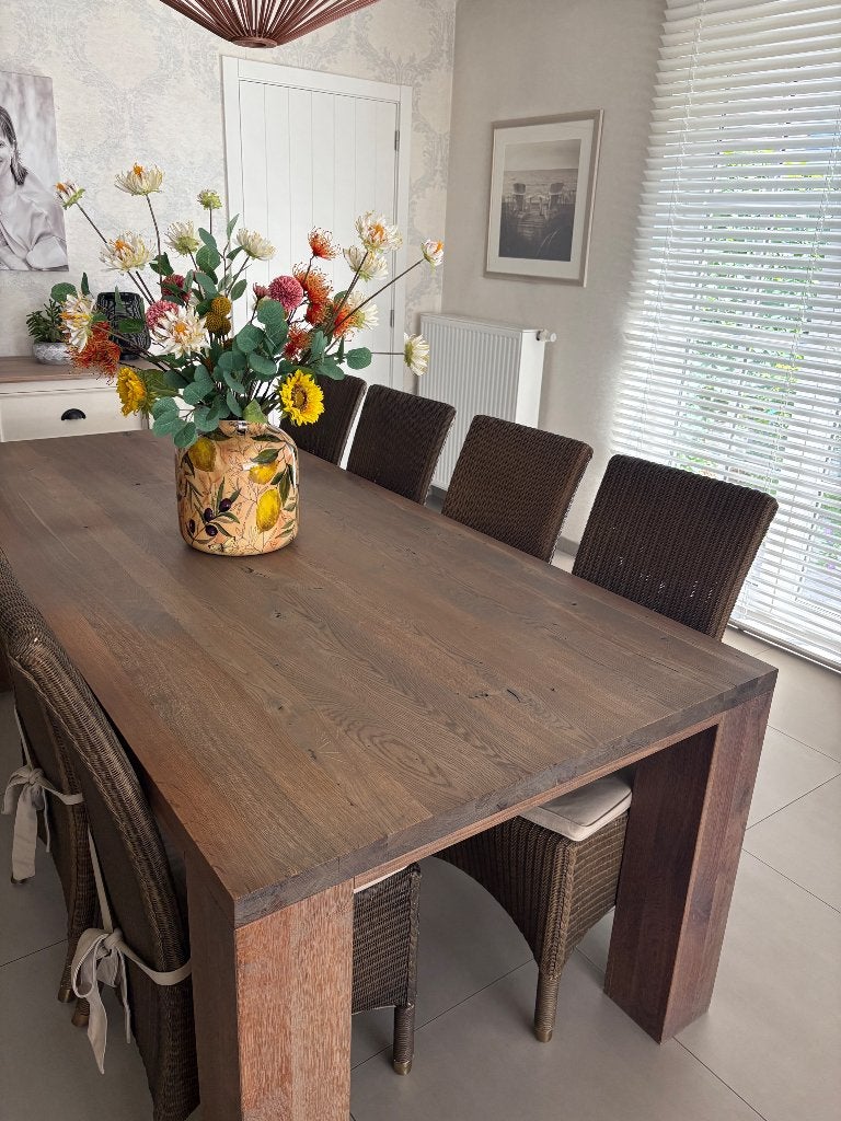 Eetkamer massief gestoomde eik, Ophalen, Gebruikt, Landelijk modern, 8 stoelen of meer