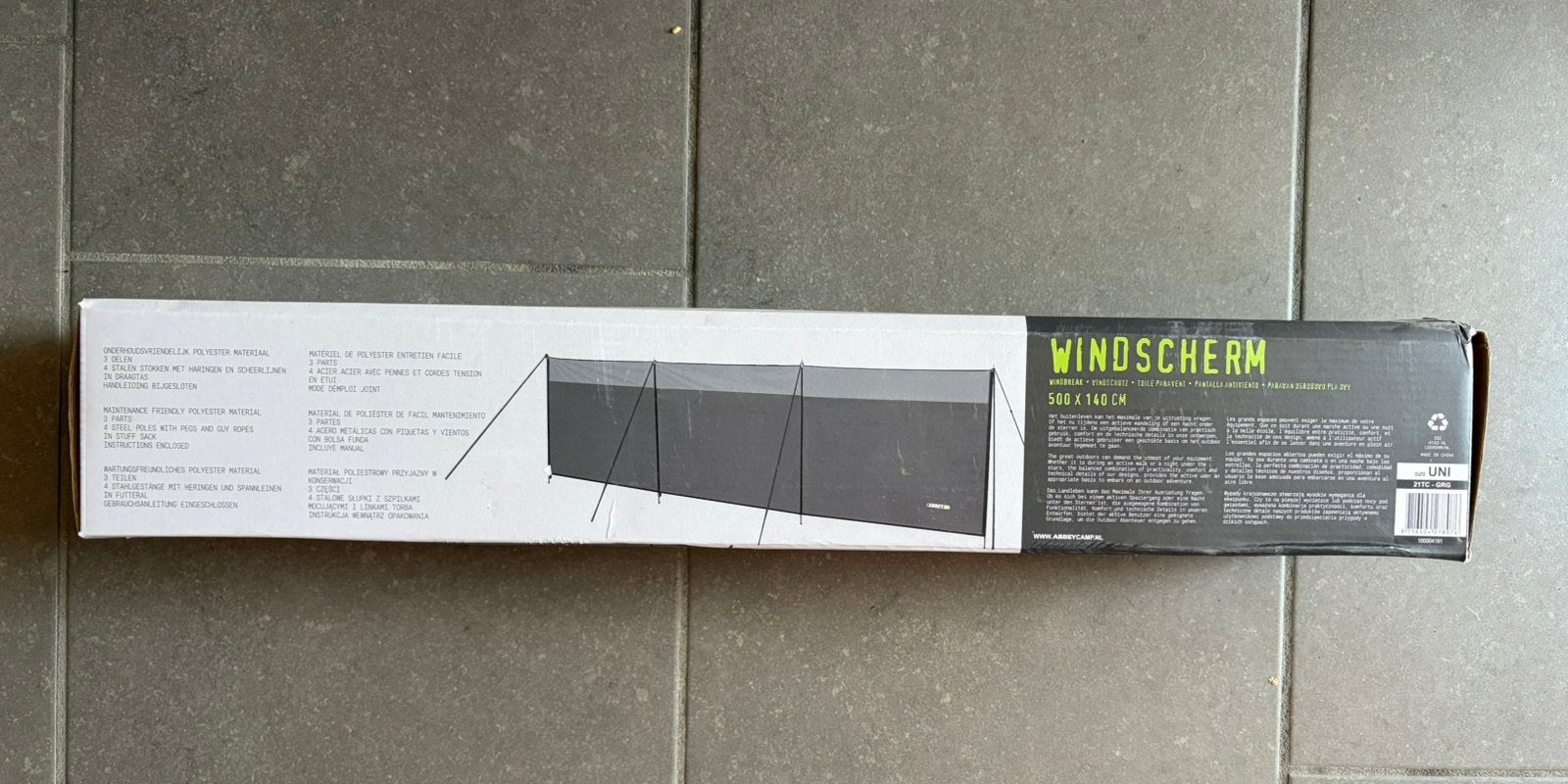 Windscherm nog nieuw Afmetingen 500x140, Caravans en Kamperen, Ophalen, Nieuw