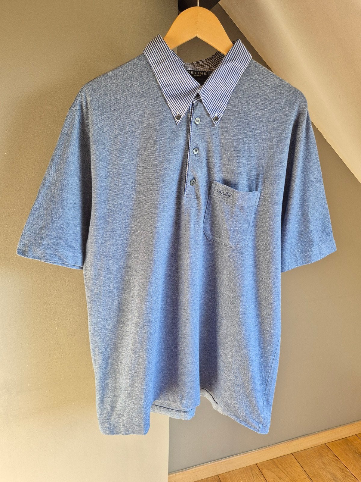 Polo bleu chiné Céline taille XXL, Enlèvement ou Envoi, Comme neuf, Autres tailles, Bleu