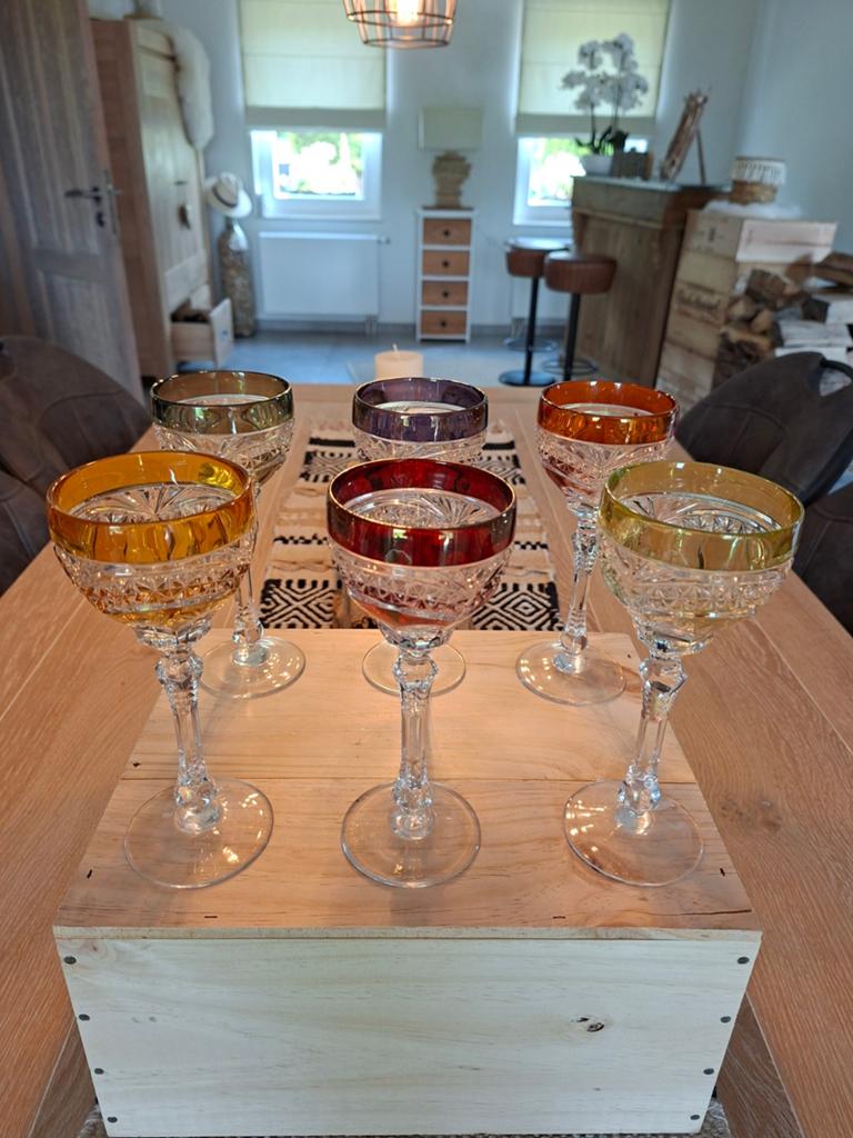 6 verres cristal de Bohême TB état général, Antiek en Kunst, Ophalen