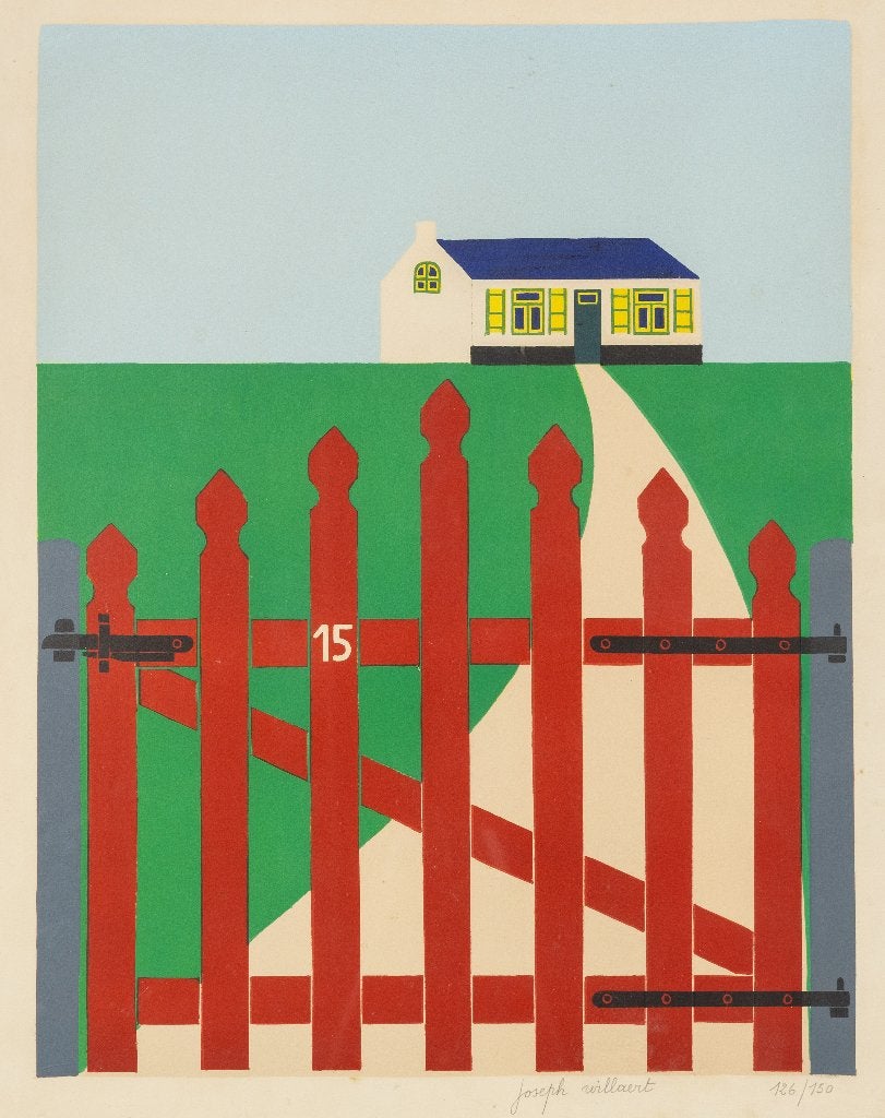 Joseph Willaert 1936-2014  "Huis met rode hek" litho 126/150, Ophalen