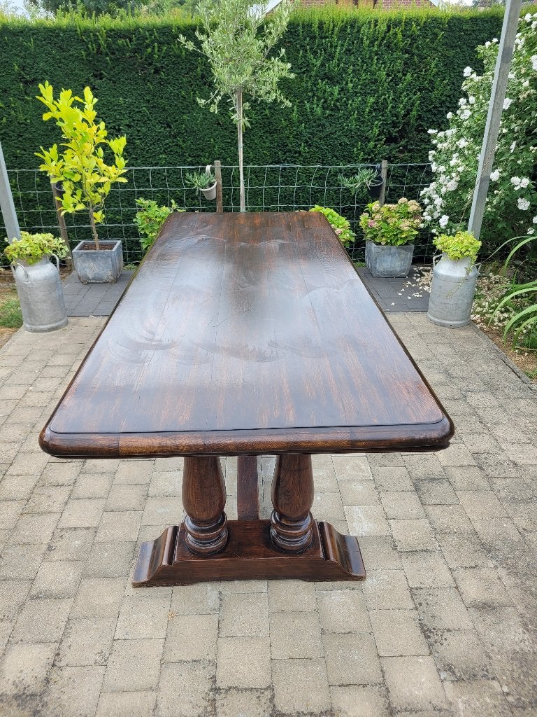 Grote massief eikenhouten tafel van 2 meter en 22 cm, Ophalen