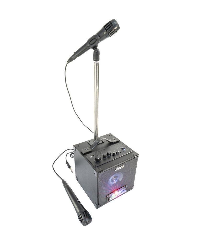 Karaoke set met led verlichting 2 microfoons en standaard, Ophalen of Verzenden, Nieuw, Complete set