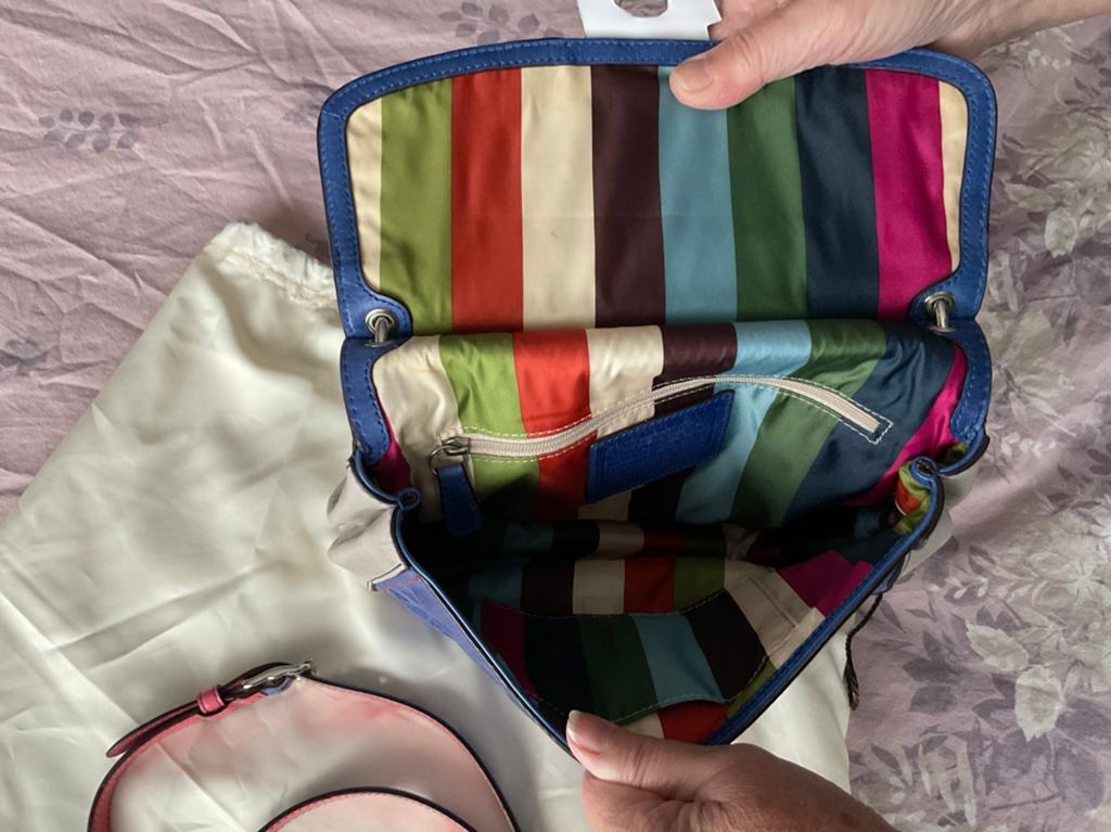 Handtas Coach blauw roos 25 x 24 x 7 nooit gebruikt., Ophalen, Zo goed als nieuw, Blauw