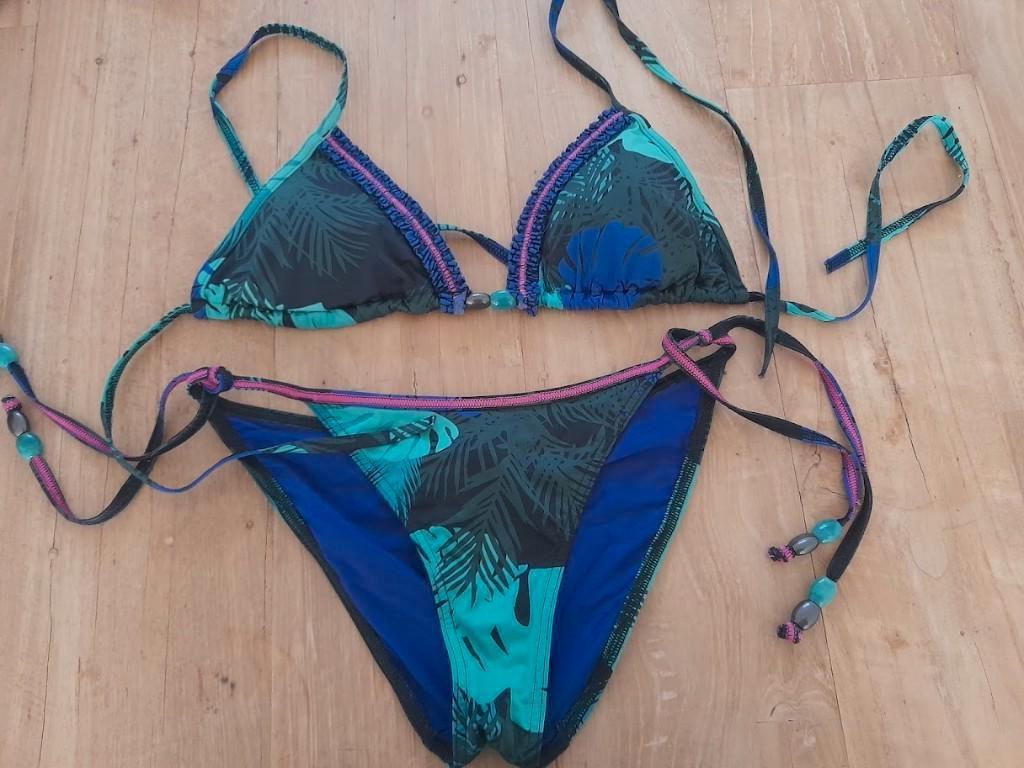 Bikini set S – tropische print & verstelbaar ️ beach ready, Kleding | Dames, Blauw, Ophalen of Verzenden, Zo goed als nieuw, Bikini