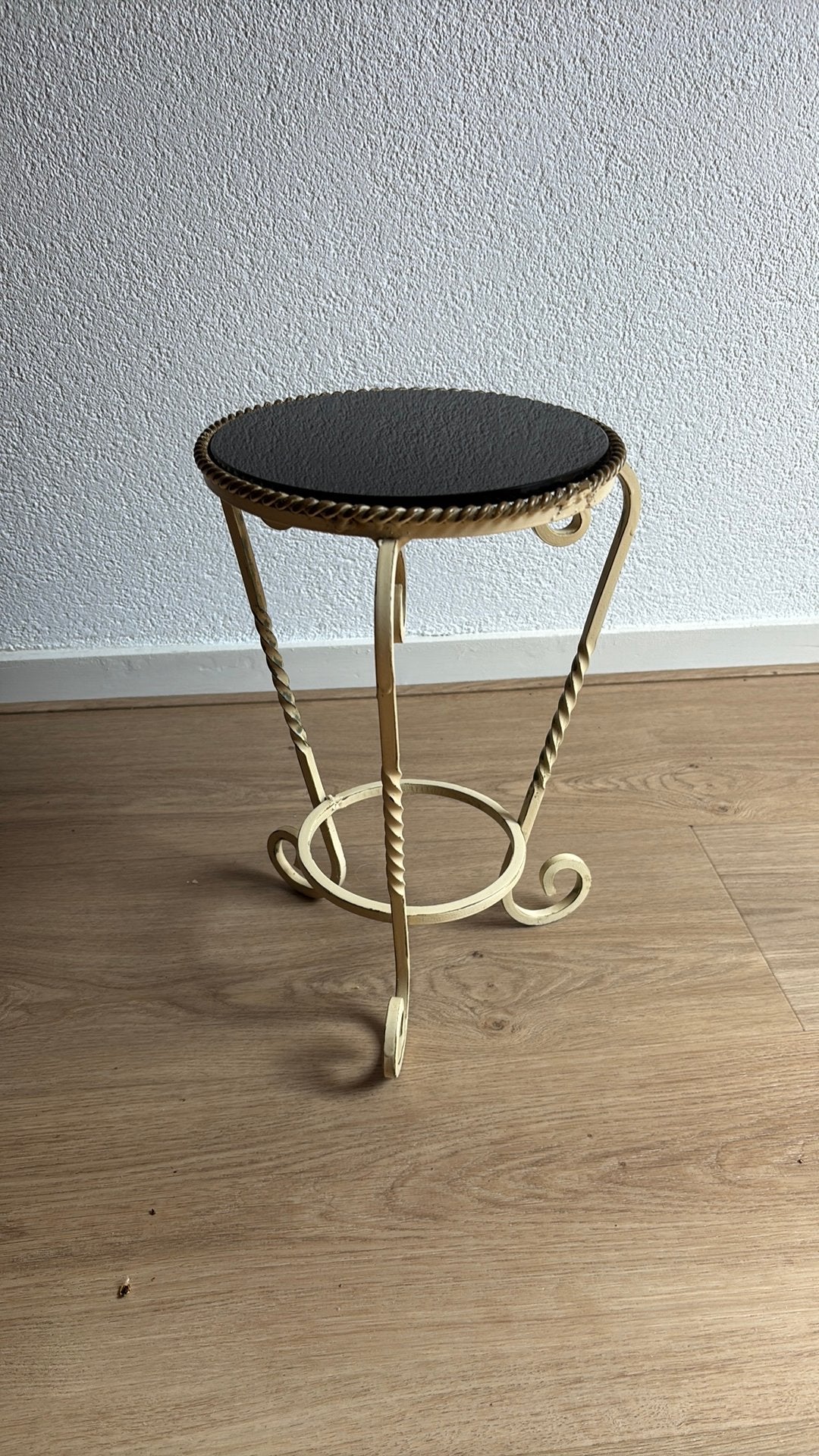 Vintage smeedijzeren plantentafel/bijzettafel, natuursteen, Antiek en Kunst, Ophalen of Verzenden