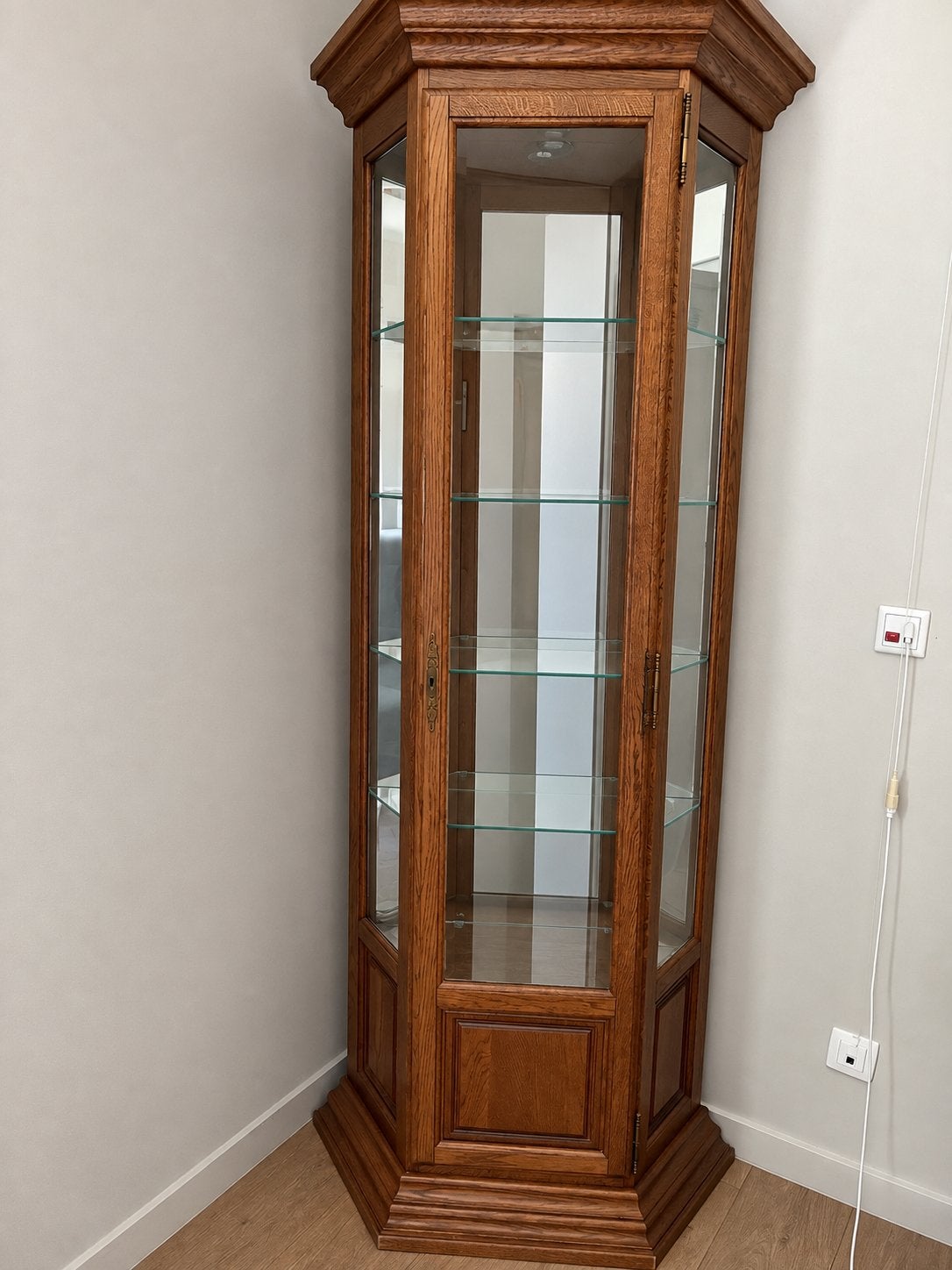 Glazen spiegelkast, Huis en Inrichting, Kasten | Vitrinekasten, Ophalen, Etagere klassiek, Eikenhout, 50 tot 100 cm