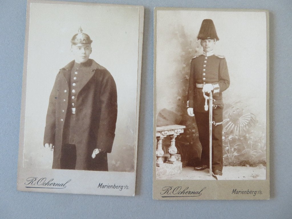 2 CDV foto,s Duitse militair soldaat sabel costume pre WO1, Ophalen of Verzenden, Overige soorten, Foto of Poster