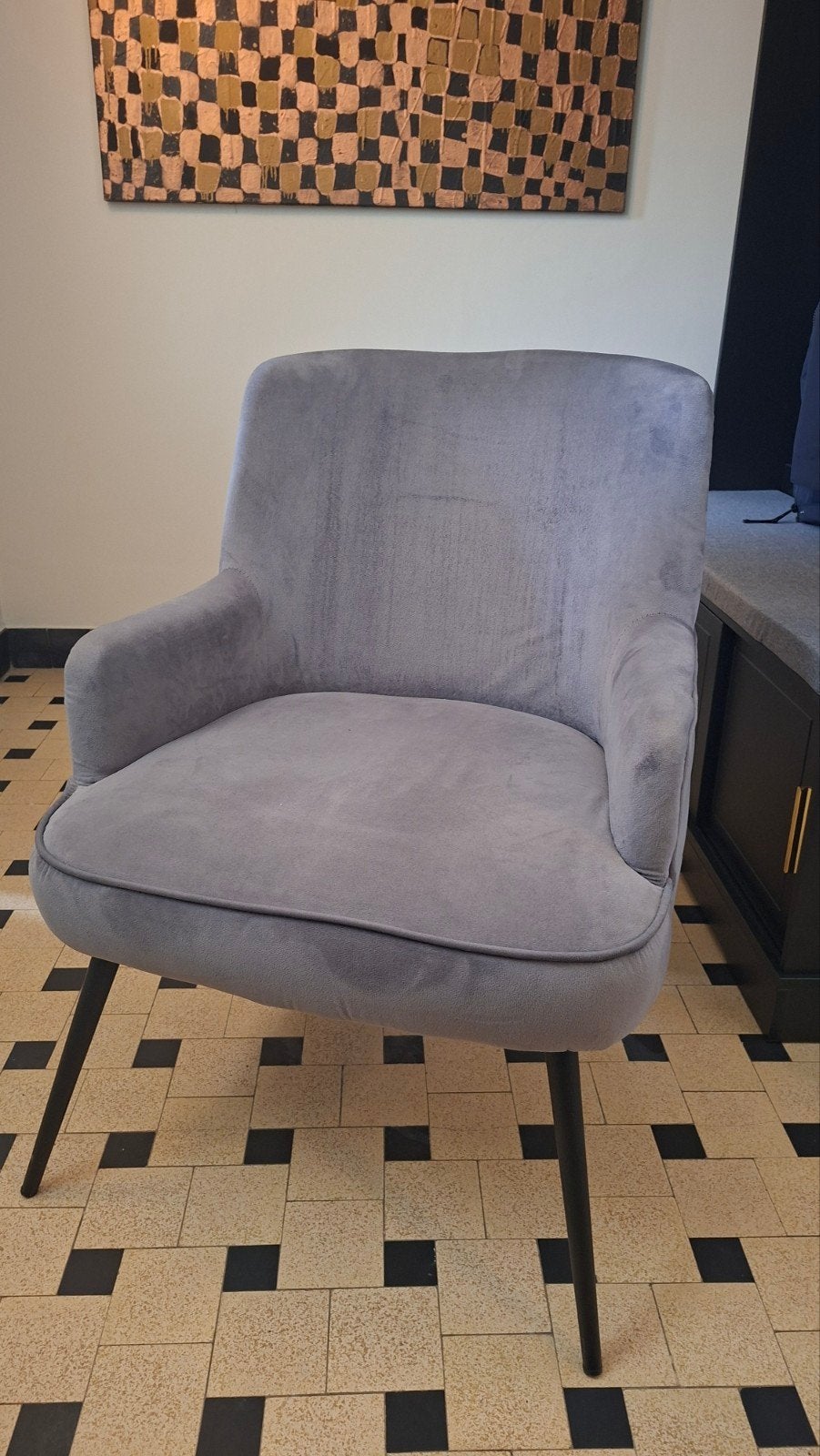 Fauteuil velours gris., Maison & Meubles, Fauteuils