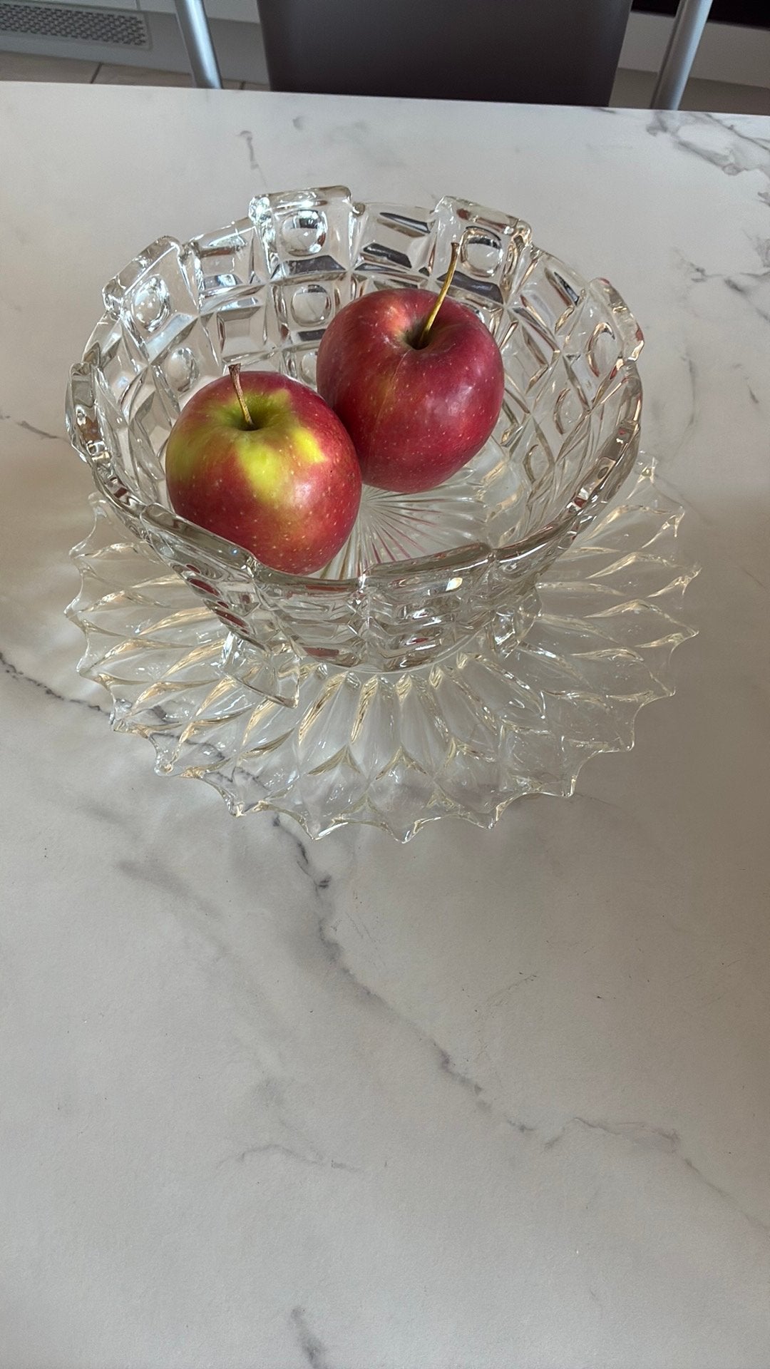 Fruit of slakom met  schaal in kristal met stempel, Ophalen, Gebruikt, Overige merken, Vintage