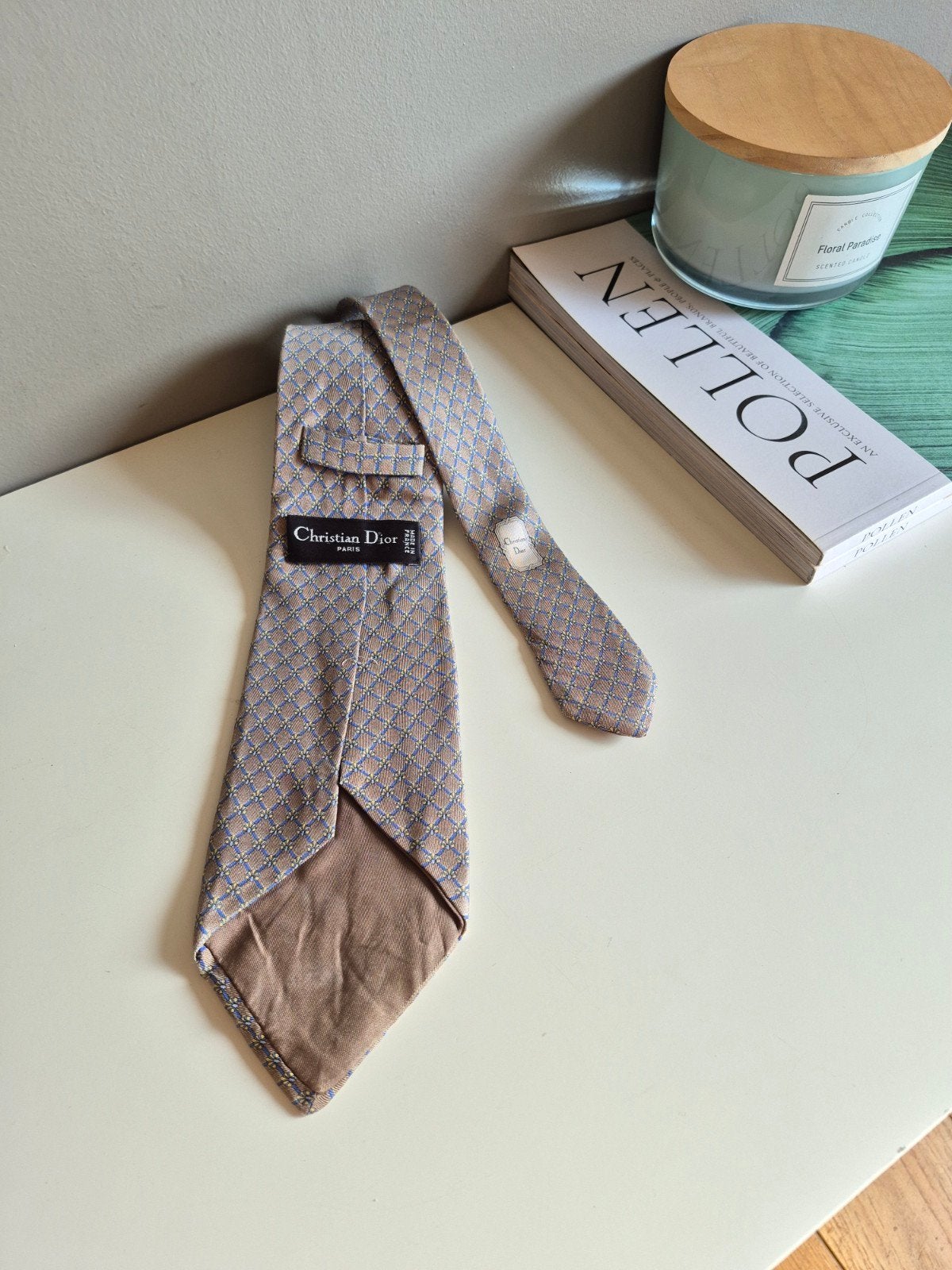 Cravate Christian Dior vintage – Motif géométrique soie, Christian Dior, Enlèvement ou Envoi, Beige, À motif