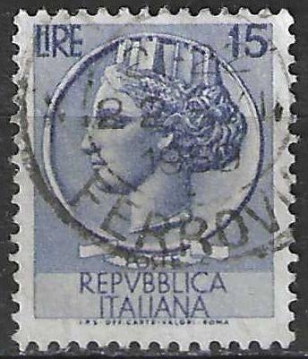 Italie 1955/1960 - Yvert 714 - Munt van Syracus - 15 l. (ST), Verzenden, Gestempeld