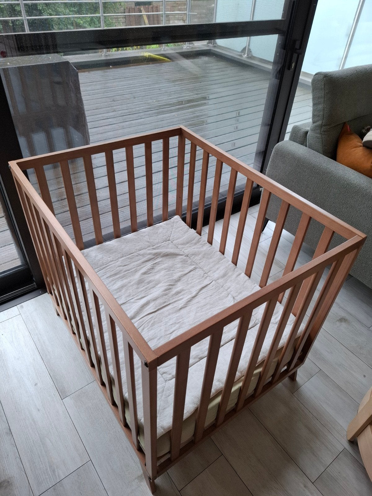 Quax box/park Alix bruin (walnut), Ophalen, Gebruikt, In hoogte verstelbaar