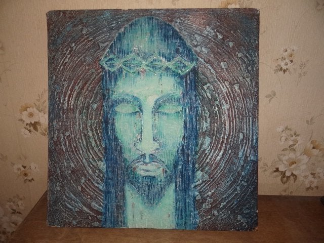 Schilderij jesus christus jaren 70?, Antiek en Kunst, Ophalen