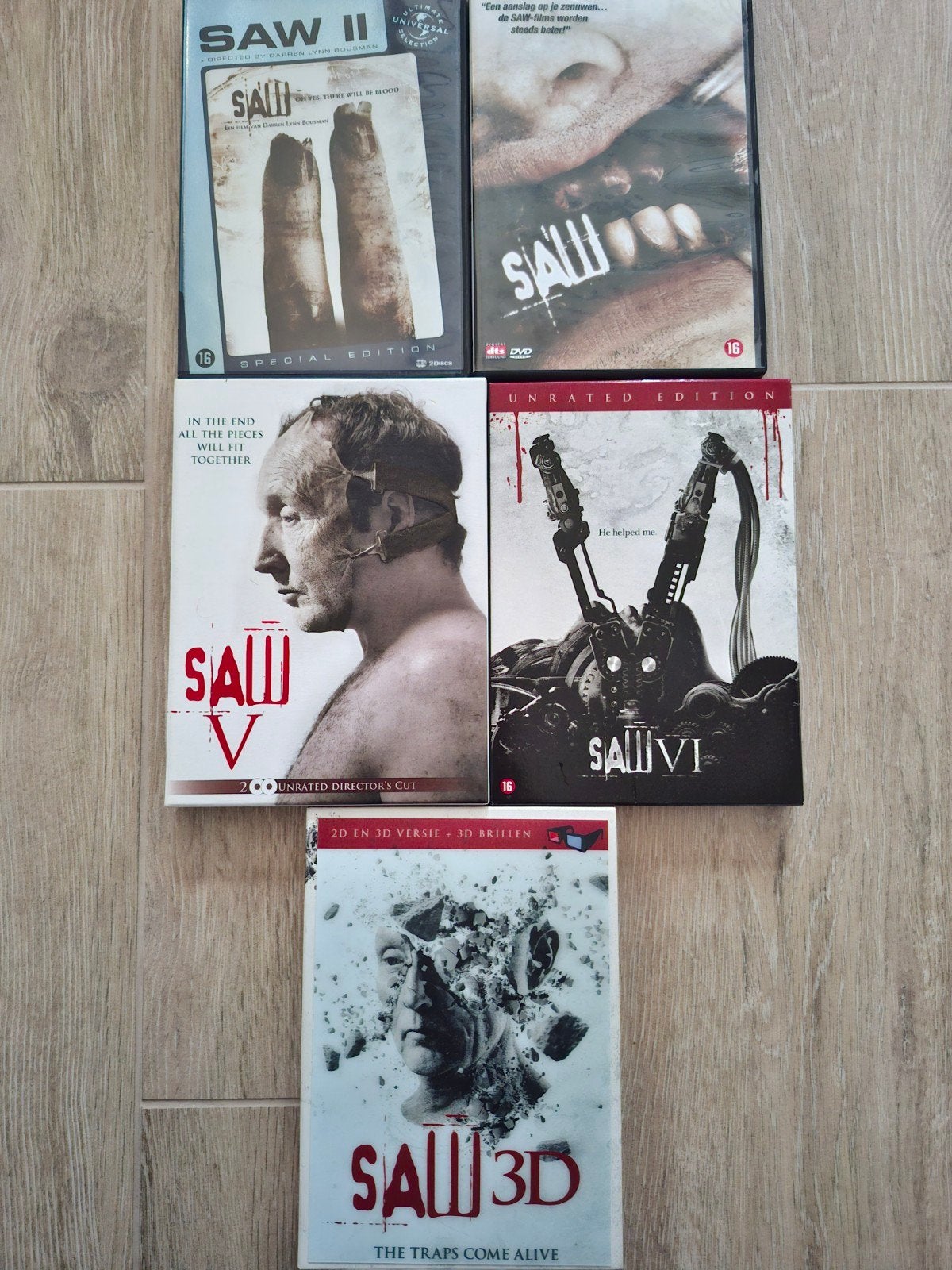 Saw DVD Collectie - 5 Horror Films (Saw II, III, V, VI & 3D), Cd's en Dvd's, Vanaf 16 jaar, Nederlands, Ophalen of Verzenden, Zo goed als nieuw
