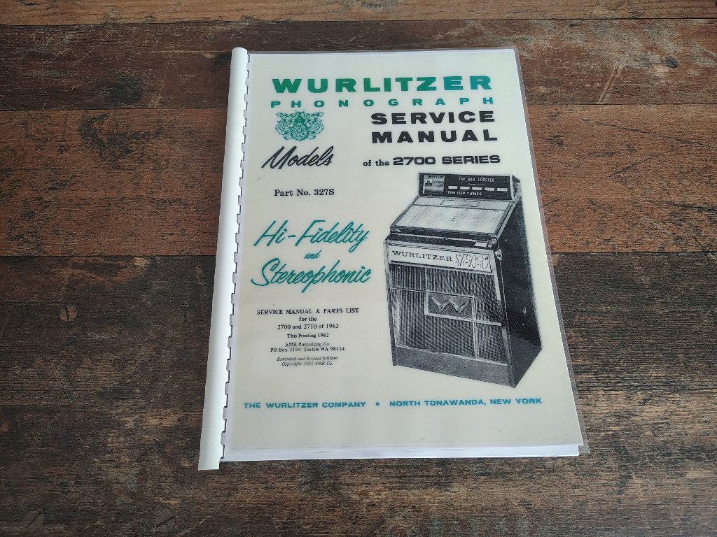 Service Manual: wurlitzer 2700/2710 (1963) jukebox nieuw !!, Verzenden, Wurlitzer