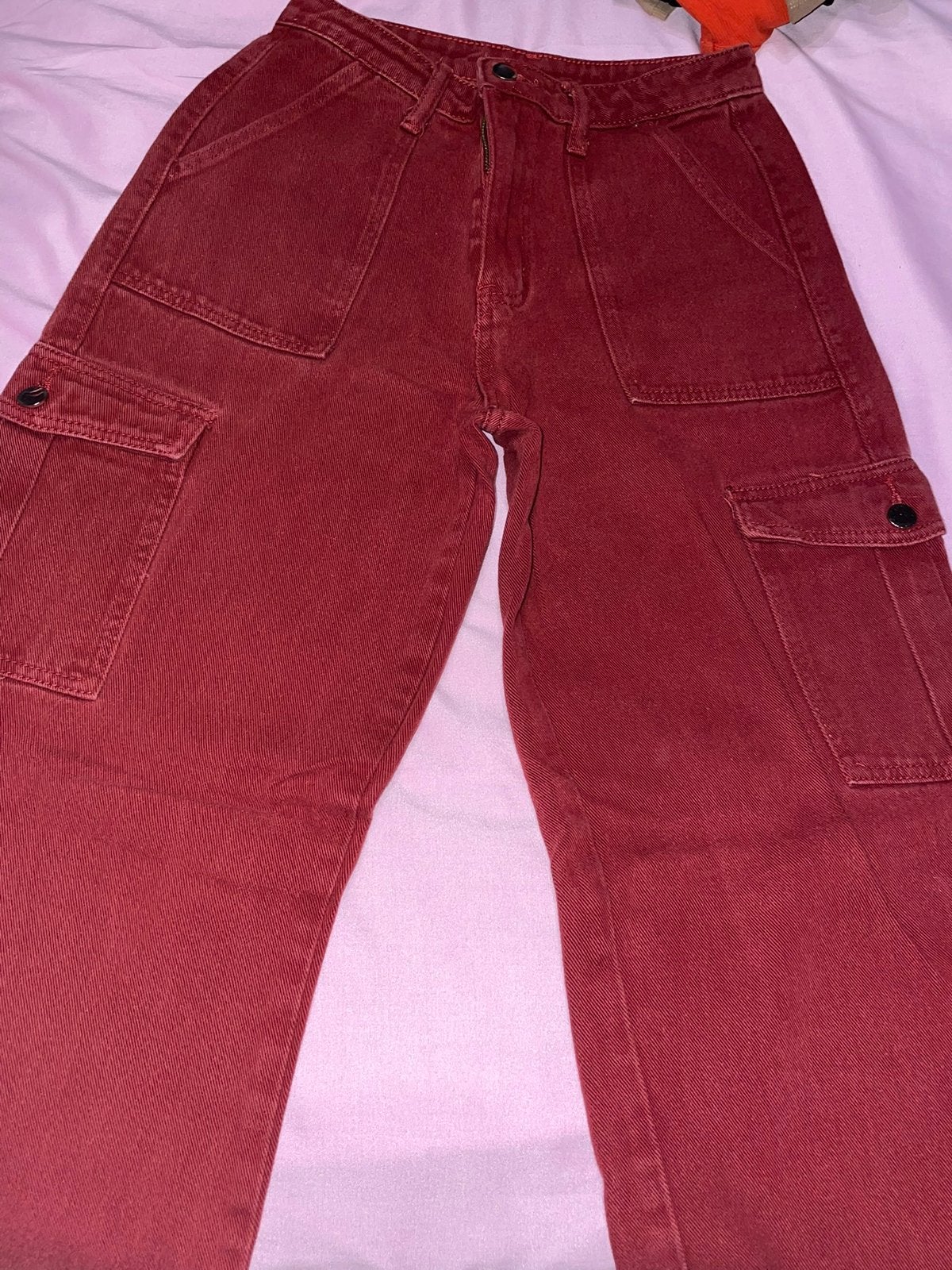 Rode jeans, Ophalen of Verzenden, Zo goed als nieuw