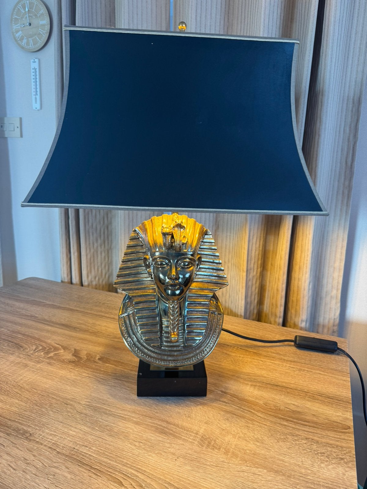 Vintage farao tafellamp van Deknudt, Zwart, Ophalen, Zo goed als nieuw, Design
