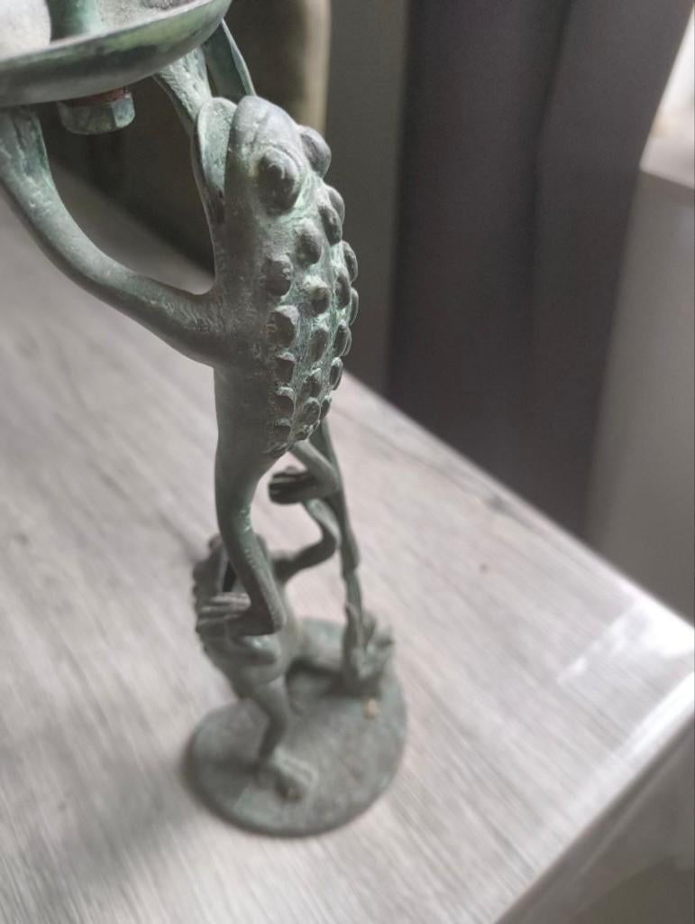 Bronzen kandelaar kikker, Antiek en Kunst, Ophalen, Brons