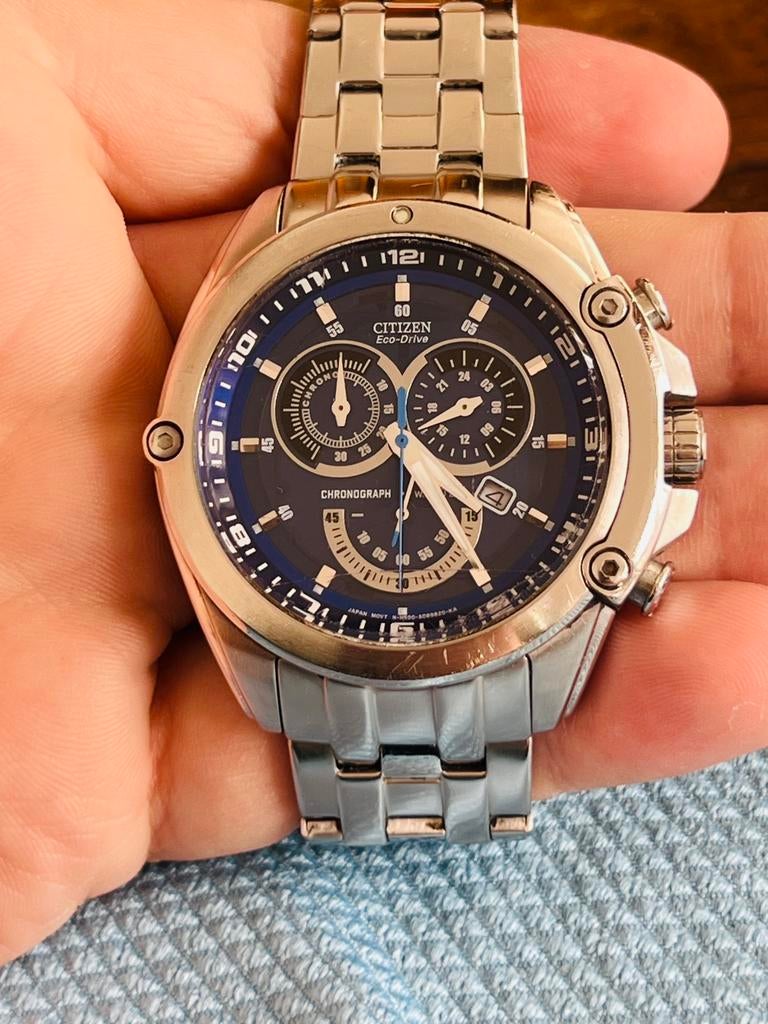 Citizen Eco-Drive Chronographe AT0788-52L - Superbe !, Enlèvement ou Envoi, Citizen, Acier, Acier